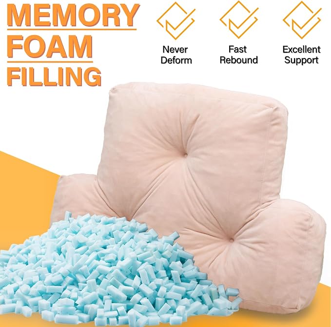 1 MIDDLE ONE Back Pillow for Chair, Memory Foam Lumbar Pillow for Back Support, Back Rest Cushion for Office, Sofa, Couch Sitting, Recliner, Bed and Lower Back Pain (Pink)
