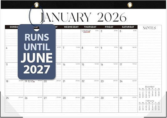 2026 Desk Calendar, Large Desktop/Wall Monthly Calendar (Jan. 2026 - Jun. 2027) 17'' x 12'' Personal Desk Planner for Teacher Family School Office Supplies