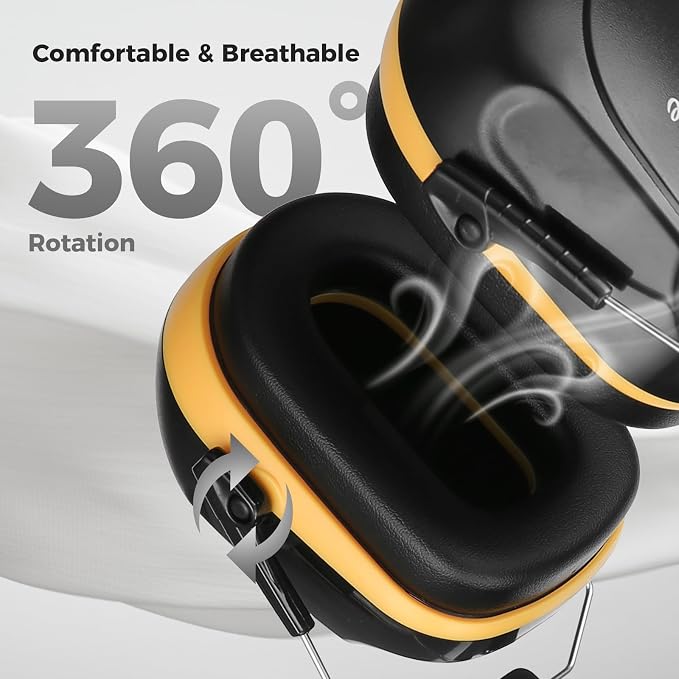 ProCase NRR 28dB Noise Reduction Ear Muffs, Foldable Adjustable Passive Noise Cancelling Headphones for Adults Kids Autism, Hearing Protection for Shooting, Construction, Mowing, Studying -Orange
