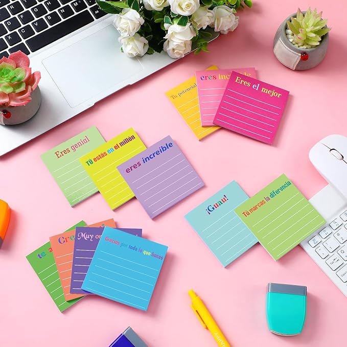 Yinder 24 Pcs Inspirational Sticky Notes Thank You Gift Motivational Sticky Note Pad Employee Appreciation Gift Bulk for Staff Coworker Teacher Nurse Office Groups 3 x 3'' (Appreciation,Spanish)