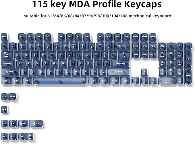 dagaladoo Clear keycaps,Transparent Keyboard keycaps,Jelly Key caps Set,Shine Through keycap，MDA Profile Keyboard caps for Mx Switches Mechanical Keyboard(Haze Blue)