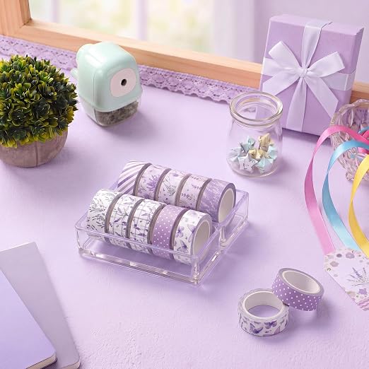12 Rolls Watercolor Floral Washi Tape Set 15 mm Vintage Flower Decorative Masking Tape for Summer School Arts DIY Craft Scrapbook Journal Supplies Gifts(Purple,Lavender)