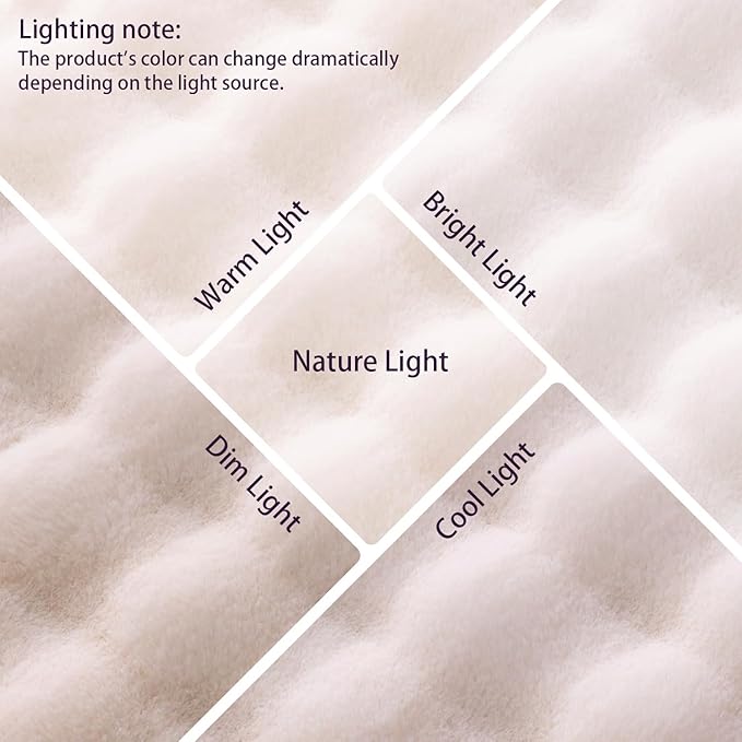 Creamy White Rabbit Plush Rug 4'x6', Fluffy Shaggy Area Rug for Nursery & Kids Room, Faux Fur Carpet for Girls Bedroom, Living Room, Teen Decor