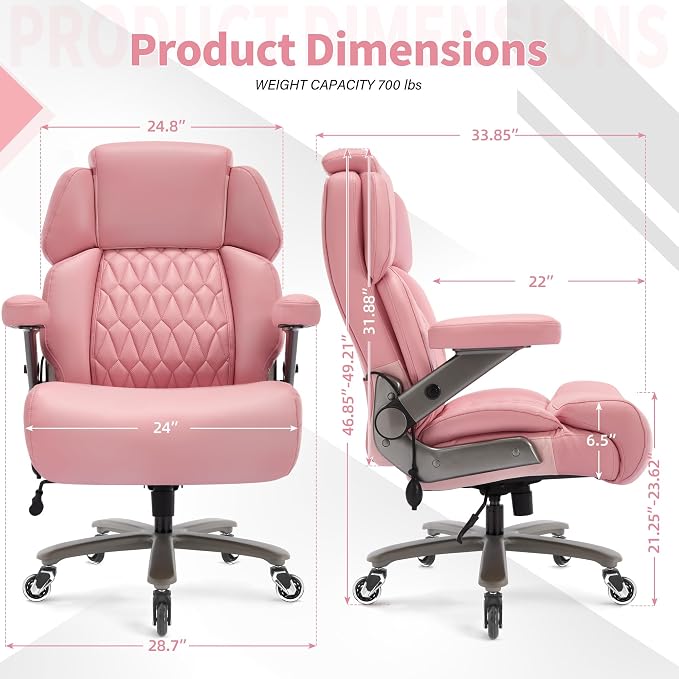 Big and Tall Office Chair 700lbs, Ergonomic High Back Computer Desk Chair | Adjustable Headrest&Lumbar Support, 3D Flip Arms, Large Wheels, Heavy Duty Metal Base, Thick Padded Wide Seat Executive Chair