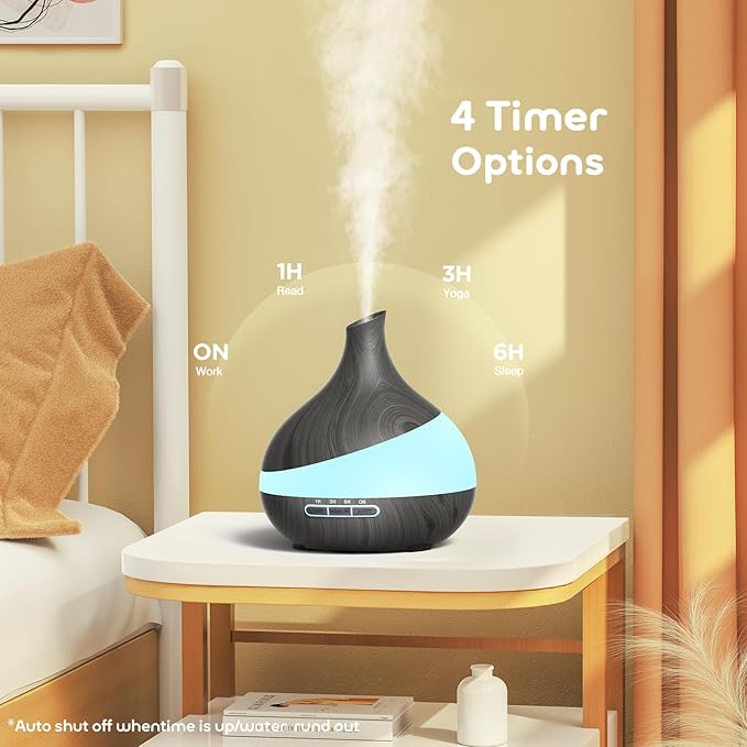 500ML Essential Oil Diffuser: Remote-Controlled Aroma Diffuser for Hotel, Spa, Yoga Rooms - Bedroom Humidifier with 14-Color LED Night Light, Perfect for Kids/Women Home Relaxation