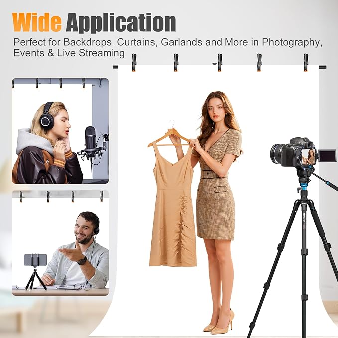 White Backdrop Stand Kit 5x6.5ft with T-Shaped Stand, White Screen Background with Reverse Folding Base Portable Carrying Bag and 5 Clamps for Photography Streaming, Gaming, Video Recording