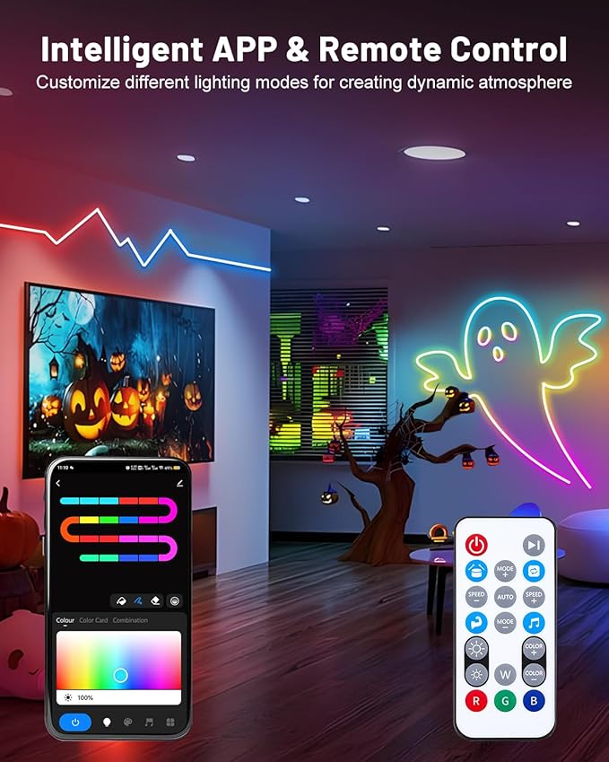Neon Rope Lights, 10ft Smart RGB+IC LED Strip Lights with App & Remote Control, IP67 Waterproof Flexible Neon String Lights for Bedroom, Music Sync, DIY Multiple Modes for Wall Gaming Christmas Home