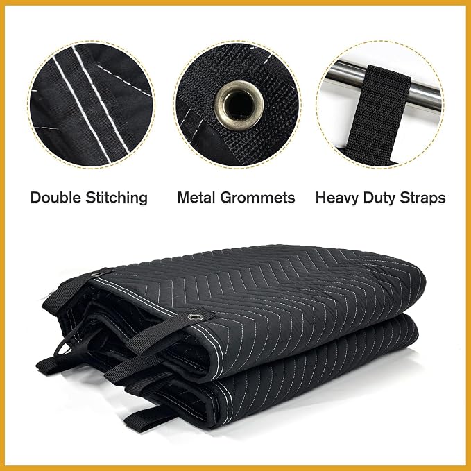 JZHLLA 2 Pack 72" x 40" Studio Large Sound Dampening Blanket, Sound Insulated Blanket Sound Absorbing Blanket with Grommets for Soundproofing Noise Reduction Light Blocker Basement Recording Studio