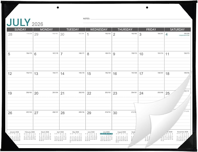 2026-2027 Desk Calendar - Roll Packaging Desk Calendar 2026-2027, Jul. 2026 - Dec. 2027, 22"x17" Desktop Calendar, Corner Protectors
