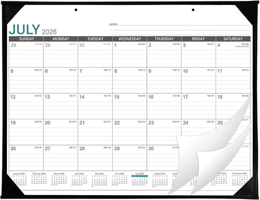 2026-2027 Desk Calendar - Roll Packaging Desk Calendar 2026-2027, Jul. 2026 - Dec. 2027, 22"x17" Desktop Calendar, Corner Protectors