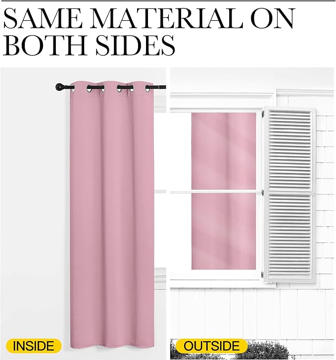 NICETOWN Room Darkening Curtains for Kitchen, Rouge Pink, Set of 2, 42 inches Wide by 50 inches Long, Window Treatment Thermal Insulated Solid Grommet Room Darkening Curtains/Drapes for Bedroom