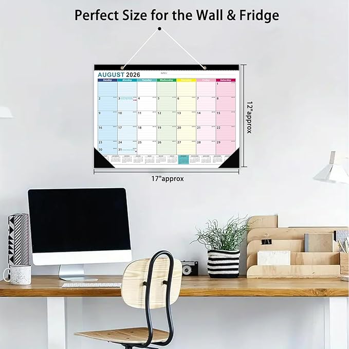Desk Calendar 2026-2027 - 18 Month Desk Calendar july 2026-2027 Dec, 17" x 12", Large Desk Calendar with Thick Paper, Plastic Cover, Stickers, Home or Office Calendar for Easy Organizing