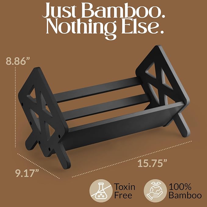 Bunkal Bamboo Desktop Bookshelf & Book Stand for Small Spaces – Tilted Desk Bookshelf Organizer for Cookbook Storage, Home Office, Dorm & Nightstand – 16x9x9in, Solid Bamboo, Easy Assembly