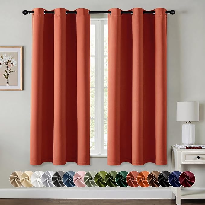 MIULEE Blackout Curtains for Bedroom Living Room 2 Panels, Thermal Insulated Room Darkening Drapes Grommet Noise Reducing Light Blocking Window Treatments 54 Inches Long 40x54 Inch Burnt Orange