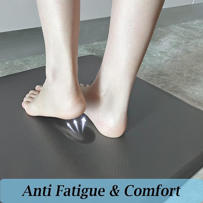 Artnice Kitchen Mats for Floor, 3/4 Inch Thick Cushioned Anti Fatigue Mat, Waterproof Non-Slip Kitchen Rugs, Stain Resistant Comfort Padded for Standing Desk, Sink, Office, (20" x 47.2", Grey)