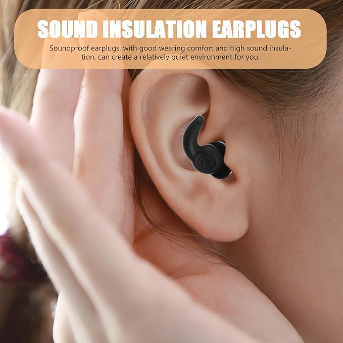 Silicone Noise Reduction Three-Layer Sound Blocking Waterproof for Sleeping Studying Swimming Black