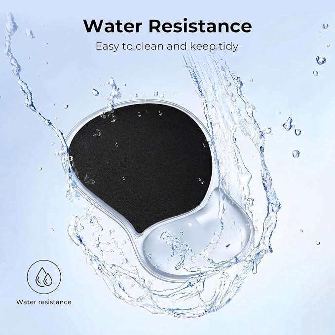 EooCoo Ergonomic Waterproof Mouse Pad with Gel Wrist Rest Support | Middle Concave Design, Leather Mouse Pad Surface, Relieve Wrist Pain, Computer Office Desk Accessories