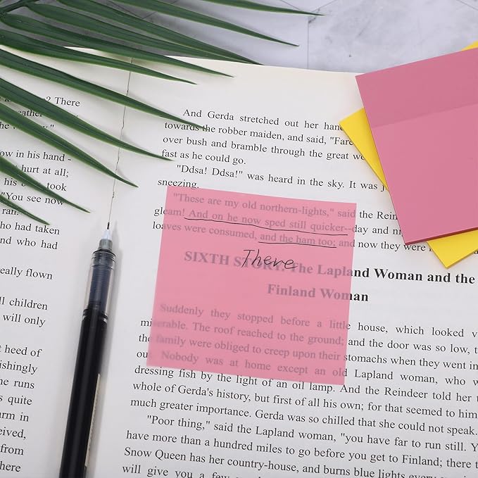 400 Sheets Transparent Sticky Notes, 3 x 3 Inch See Through Sticky Notes Multi Colors Self-Adhesive Translucent Note Clear Waterproof Stickys Note Pads for Reading Writing Office School Supply(8 Pads)