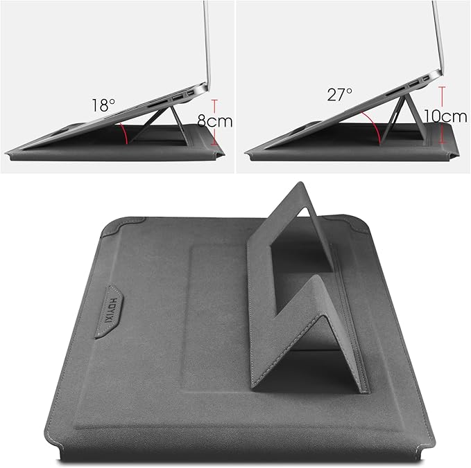 HoYiXi 15 16 Inch Laptop Sleeve Case Leather Bag for MacBook Pro 16 2021 & 2019/ASUS Vivobook 15/Huawei MateBook D15/HP 15.6" PC/MacBook Pro 15/Surface Laptop 3/Dell Inspiron 15/IdeaPad, Gray