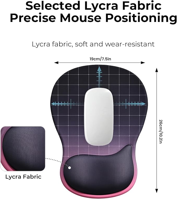 EooCoo Ergonomic Mouse Pad with Gel Wrist Rest Support Middle Concave Design, Relieve Wrist Pain Mousepad, Non-Slip Base for Laptop, Office Desk Accessories, Carpal Tunnel Syndrome Black Pink