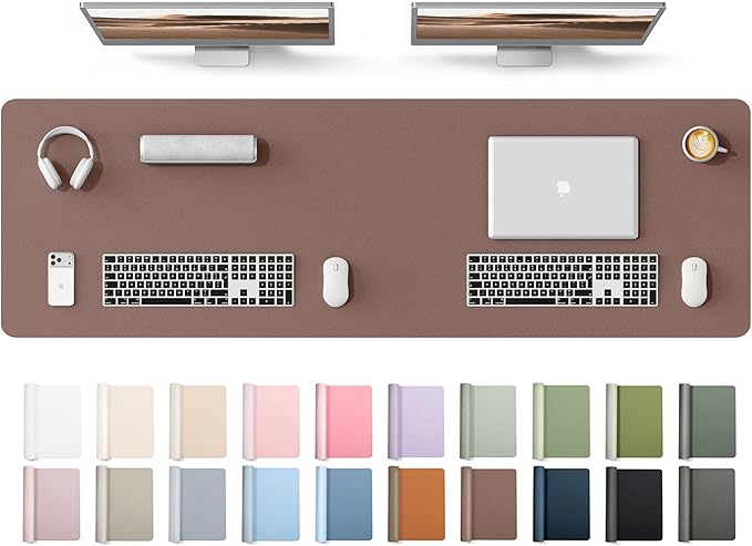 YSAGi Leather Desk Protector, Office Mat, Large Mouse Mat, Non-Slip PU Leather Blotter, Laptop Desk Mat, Waterproof Writing Pad for Office and Home(Chocolate, 63" x 17.2")