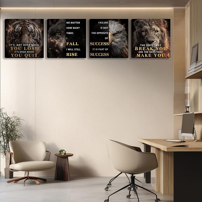Motivational Wall Decor for Living Room Inspirational Wall Art for Office Workplace Canvas Wall Art Painting Poster Prints Artwork 12"x12"x4