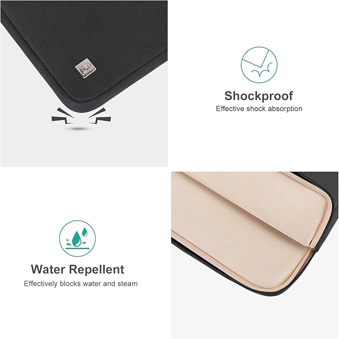 DOMISO Laptop Case Laptop Sleeve Cover Compatible with 15 inch MacBook Air M4/A3241 2025, M3/A3114,M2/A2941,15 inch MacBook Pro A1990 A1707,Compatible with Dell XPS 15 Plus with Pocket, Black