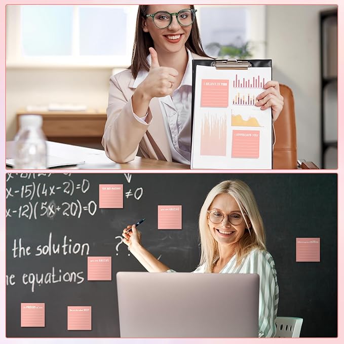 Yinder 24 Pcs Inspirational Sticky Notes Thank You Gift Motivational Sticky Note Pad Employee Appreciation Gift Bulk for Staff Coworker Teacher Nurse Office Groups 3 x 3'' (Appreciation,Pink)