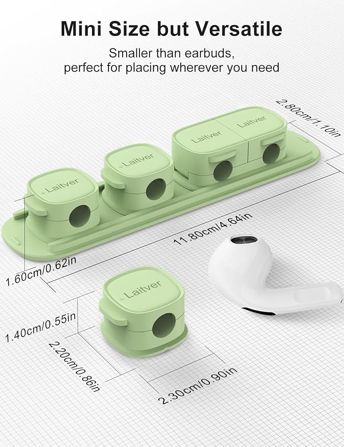 6 Pack Magnetic Cable Clips [1s Open/Lock], Laitver Cord Organizer Holder Strong Adhesive Desk Cable Management- Organize Charging Cords Neatly for Home, Office, Car,Desk, Nightstand-Cyan