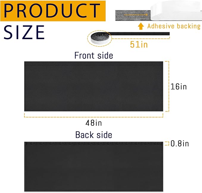48" Under Desk Privacy Panel Self-Adhesive Modesty Panel 600D Heavy Duty Desk Skirt Privacy Divider for Office Home or Standing Workstation Concealer Shield