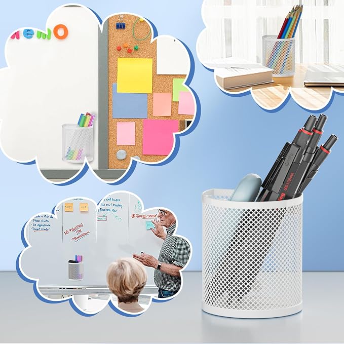 LUCYCAZ Magnetic Pencil Holder - Locker Accessories, 2 Pack Magnetic Pen Holder for Refrigerator for Home School and Office (White)