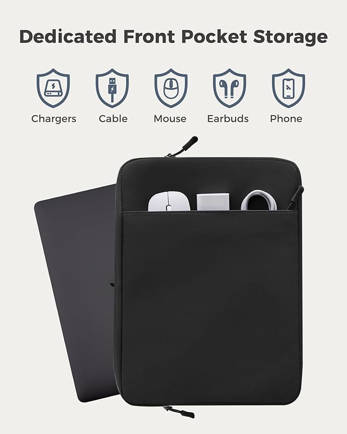 ProCase Laptop Sleeve 15" for MacBook Air/Pro 15 Inch M5/M4/M3/M2, Computer Case Also Compatible with 15" HP Dell ASUS Lenovo Acer Chromebook -Black
