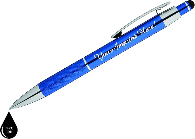ExpressDesigns™ - Personalized Pens Gift Set - 2 Pack of Metal Pens w/gift box - Luxury Ballpoint Pen Custom Engraved with Name, Logo or Message for Executive, Business or Personal use (Black-Blue)
