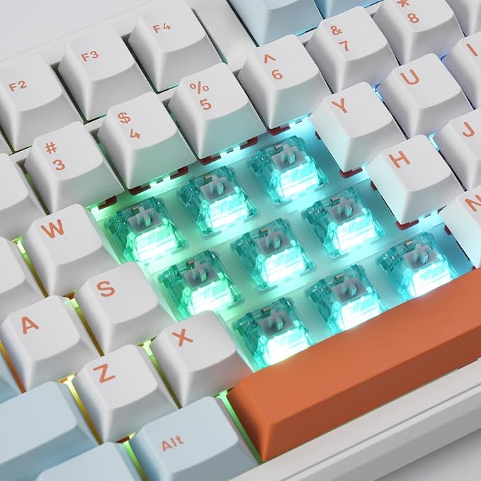 ELUTENG Ice Blue Mechanical Keyboard Switches 100 Pieces 48gf Tactile Switches for Gaming Mechanical Keyboards 5 Pins POM Stem Pre Lubed Key Switches Compatible with MX Mechanical Keyboard Switch Set