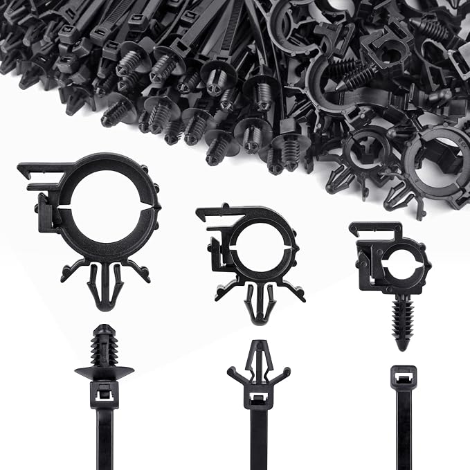 180pcs Nylon Universal Cable Tie Buckle with Car Wire Loom Routing Clips | UNIGT Push Mount Cable Zip Tie Compatible with GM Ford Trucks Cars Sedan UTV Engine Bay Self Locking Straps
