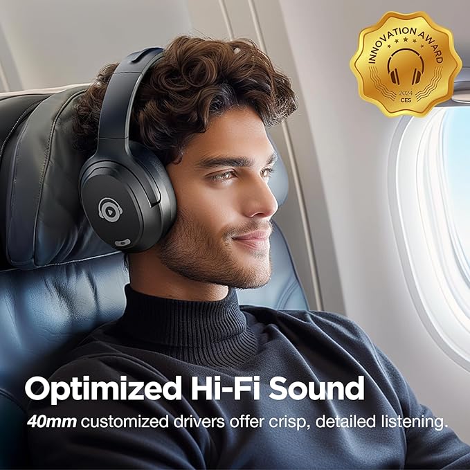 Upgrade Pro‑Level Hybrid Active Noise Cancelling Headphones with HD Sound, Wireless Bluetooth Headphones Over The Ear Unequaled Comfort, Vivid Deep Bass, for Home Office Travel Birthday Gift Pcs