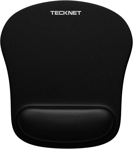 TECKNET Ergonomic Mouse Pad with Wrist Support Black | Soft Memory Foam, Fast Rebound, Pain Relief，Waterproof Surface, Non-slip Base