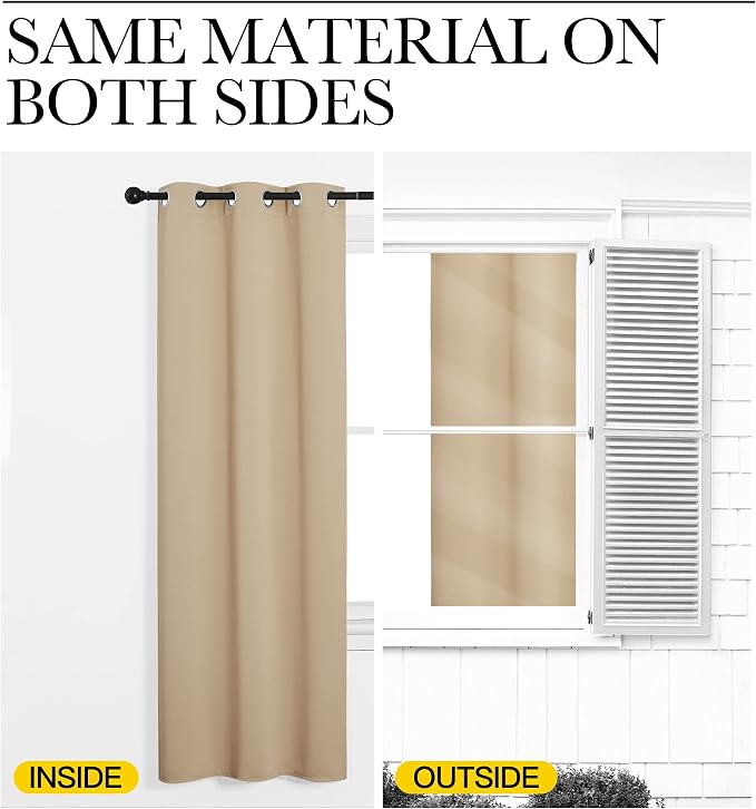 NICETOWN Room Darkening Biscotti Beige Curtain, 55x57 inches, 1 Piece, Modern Design Light Reducing & Privacy Protection Short Window Drape/Drapery for Kid's Room