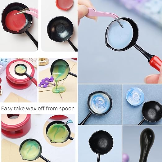 Wax Seal Kit with Warmer, ONWINPOR 300pcs Sealing Wax Beads in 3 Colors, Non-Slip Spoon, Candles for Envelopes, Stamp Letter Seal,Wedding Invitations (Pearl White Mix)