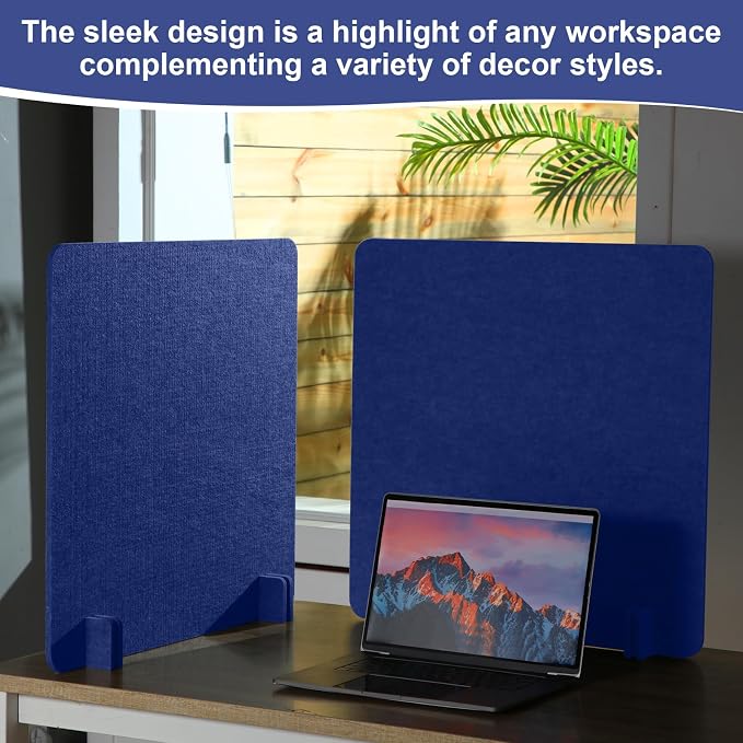 Kisston 6 Pack Acoustic Desk Divider Partition 24 x 24" Stand Up Freestanding Desk Privacy Panel Noise and Visual Distractions Reducing Table Divider for Office Class Reception Area (Blue)