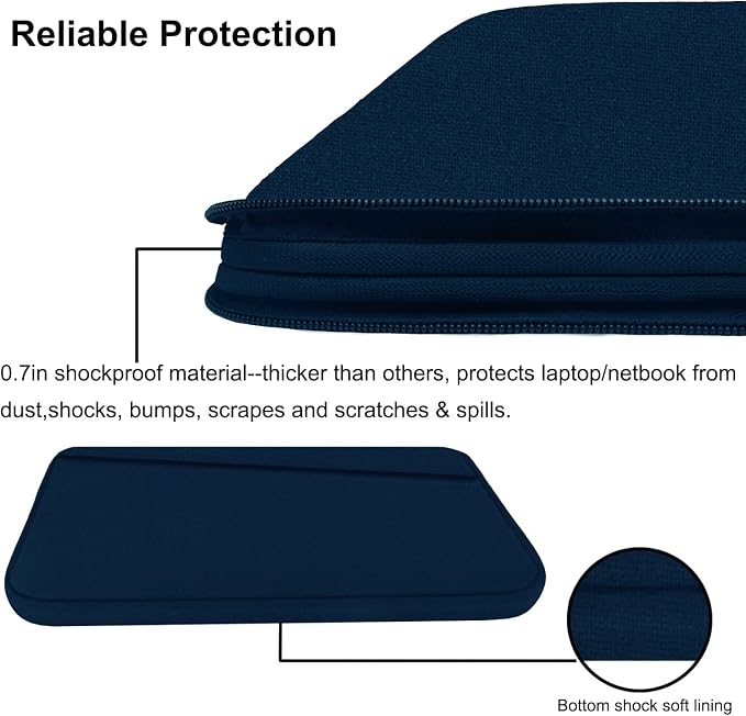 Laptop Sleeve Case, 15.6 inch, Durable Computer Carrying Bag Protective Case Briefcase Handbag with Front Pocket, Slim Laptop Cover for 15.6 Inch HP, Dell, Lenovo, Asus, Notebook, Blue
