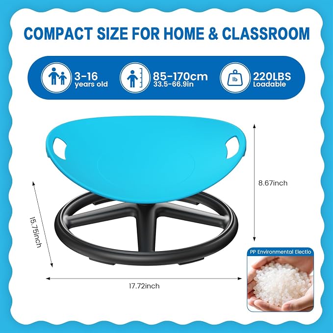 Spinning Chair for Autistic Kids Upgrade Handle Sensory Spinning Chair, 360° Silent Swivel Chair for Kids, Sensory Chair for ADHD Kids for Home & Classroom