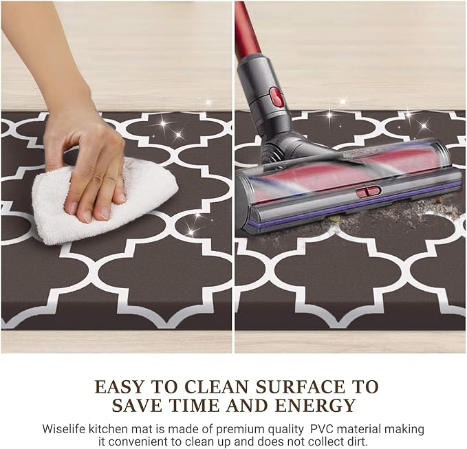 WISELIFE Anti Fatigue Floor Mat - 4/5 Inch Thick Kitchen Mat Non Slip Waterproof Heavy Duty Ergonomic Comfort Mat Durable for Home, Office, Sink, Laundry,(20" x 32", Chocolate)