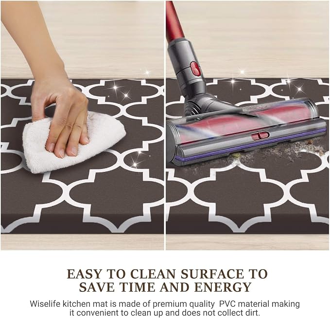 WISELIFE Anti Fatigue Floor Mat - 4/5 Inch Thick Kitchen Mat Non Slip Waterproof Heavy Duty Ergonomic Comfort Mat Durable for Home, Office, Sink, Laundry,(22" x 72", Chocolate)
