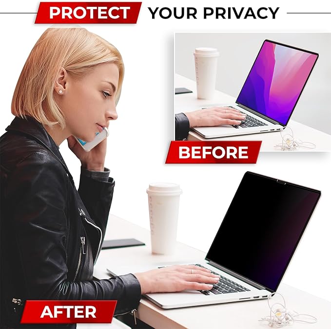 Magnetic Privacy Screen for MacBook Air 13 Inch (2018, 2019, 2020, 2021, M1) Patented Removable Laptop Privacy Filter Shield and Protector