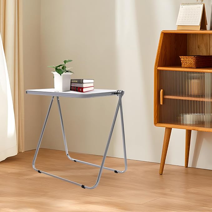 Adjustable Personal Folding Table, 30.3 * 19.68in Small Computer Desk, Acrylic Personal Folding Activity Table for Small Spaces