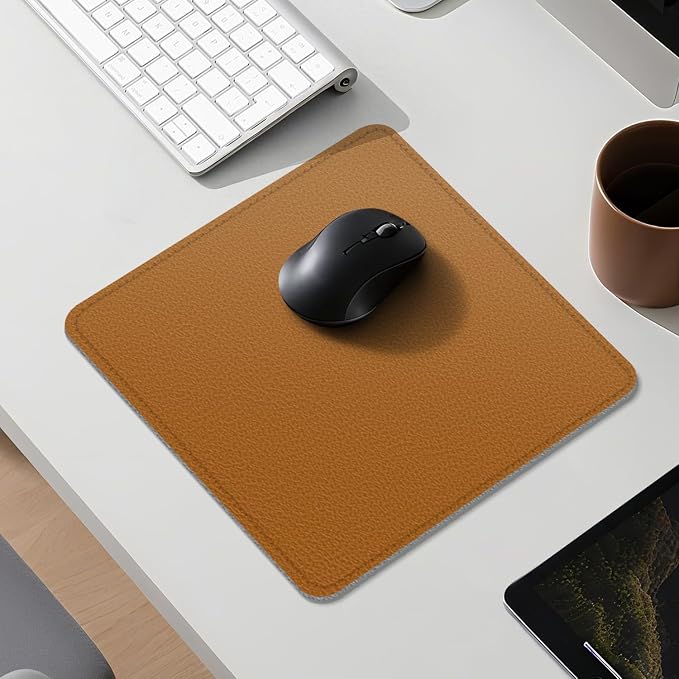Dual Sided Leather Desk Mat - Waterproof Desk Pad - Ideal for Large Mouse Pad and Desk Mats on Top of Desks (Brown, 11"*8")