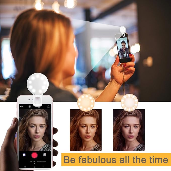 Mini Ring Light, Sansent Small Clip On Ring Light,Portable LED Light for Phone, 3-Level Adjustable Brightness Selfie Light (0.4 inch)
