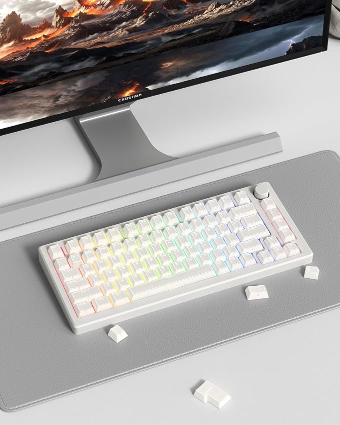White Jade keycap, 142Key Set, Translucent Double Shot 142 Keys Cherry Profile for 60% 65% 75% 87 104 108 Layout Mechanical Keyboards, MX Switch CompatibleKeyboard