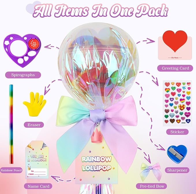 24 Pack Giant Rainbow Stationery Set Party Favors & Goodie Bags for Kids, Return Gifts for Birthday Party, Classroom Rewards Prizes & Gifts Exchange for Students, Back to School Stationery Gift.